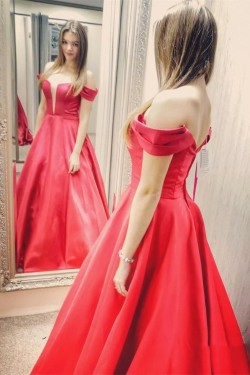 A-Line Off-the-Shoulder Long Prom Dresses Formal Evening Gowns 6011325