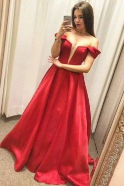 A-Line Off-the-Shoulder Long Prom Dresses Formal Evening Gowns 6011325