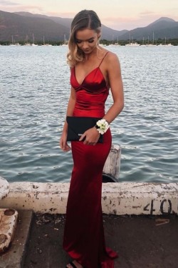 Mermaid V-Neck Long Prom Dresses Formal Evening Gowns 6011329