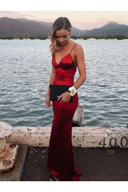 Mermaid V-Neck Long Prom Dresses Formal Evening Gowns 6011329