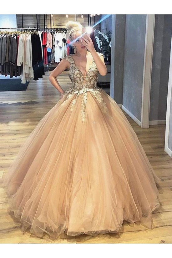 Ball Gown Lace Long Prom Dresses Formal Evening Gowns 6011330