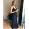 Sheath/Column V-Neck Long Prom Dresses Formal Evening Gowns 6011331