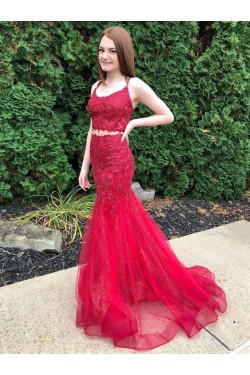 Mermaid Lace Two Pieces Prom Dresses Formal Evening Gowns 6011335