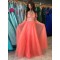 A-Line Lace V-Neck Long Prom Dresses Formal Evening Gowns 6011337
