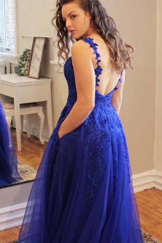 A-Line Lace Appliques Long Prom Dresses Formal Evening Gowns 6011340 A-Line Lace Appliques Long Prom Dresses Formal Evening Gowns 6011340