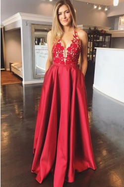 A-Line Lace Long Prom Dresses Formal Evening Gowns 6011344