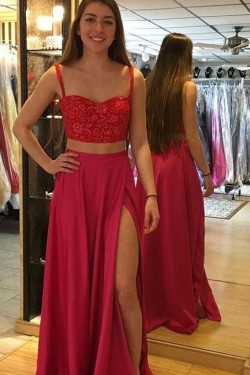 A-Line Long Two Pieces Prom Dresses Formal Evening Gowns 6011351