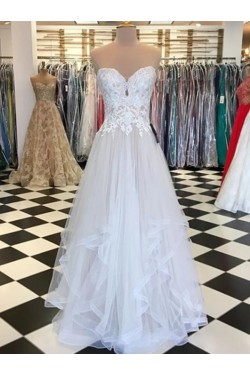 A-Line Lace Tulle Long Prom Dresses Formal Evening Gowns 6011365