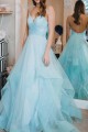 A-Line Sequins Tulle V-Neck Long Prom Dresses Formal Evening Gowns 6011366