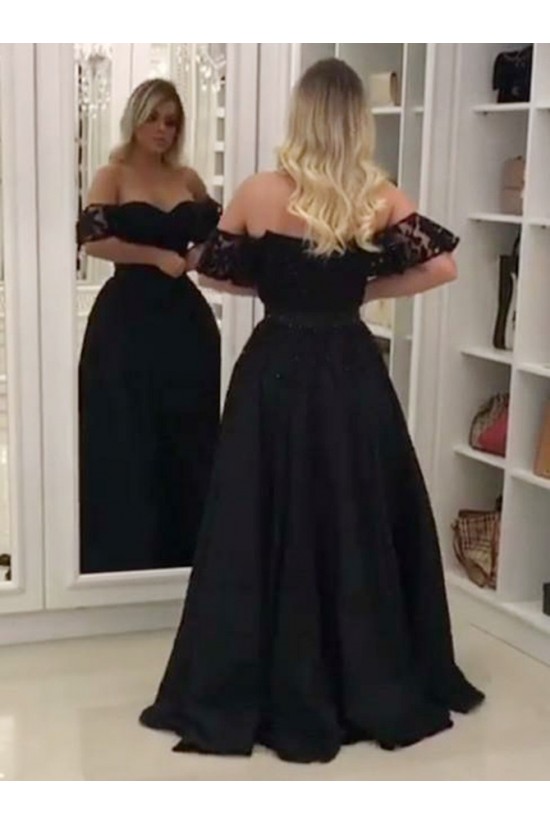 A-Line Black Off-the-Shoulder Long Prom Dresses Formal Evening Gowns 6011369 A-Line Black Off-the-Shoulder Long Prom Dresses Formal Evening Gowns 6011369