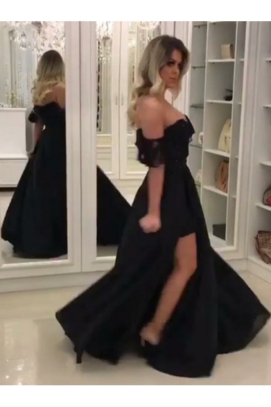 A-Line Black Off-the-Shoulder Long Prom Dresses Formal Evening Gowns 6011369 A-Line Black Off-the-Shoulder Long Prom Dresses Formal Evening Gowns 6011369