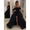 A-Line Black Off-the-Shoulder Long Prom Dresses Formal Evening Gowns 6011369