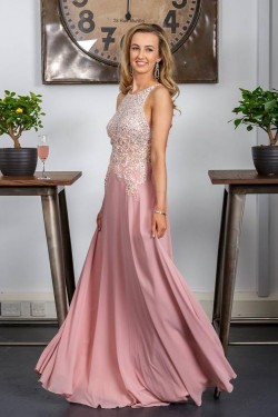 A-Line Beaded Lace Long Prom Dresses Formal Evening Gowns 6011370