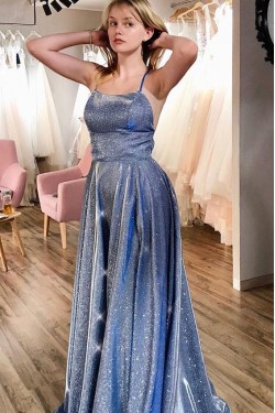 A-Line Sparkle Long Prom Dresses Formal Evening Gowns 6011378