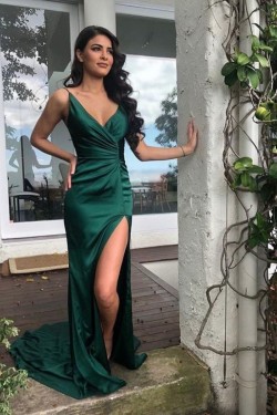 Sheath V-Neck Long Prom Dresses Formal Evening Gowns 6011379