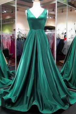 A-Line Long Green Prom Dresses Formal Evening Gowns 6011384