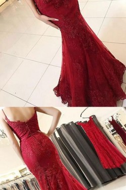 Mermaid Lace Long Prom Dresses Formal Evening Gowns 6011387