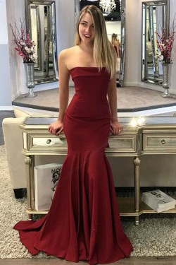 Mermaid Strapless Long Prom Dresses Formal Evening Gowns 6011389