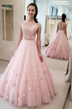 A-Line Lace Two Pieces Long Prom Dresses Formal Evening Gowns 6011391