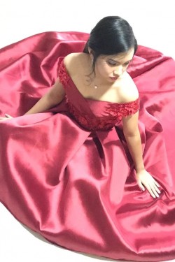 High Low Lace Satin Long Prom Dresses Formal Evening Gowns 6011392