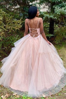 A-Line Lace Tulle Long Prom Dresses Formal Evening Gowns 6011393