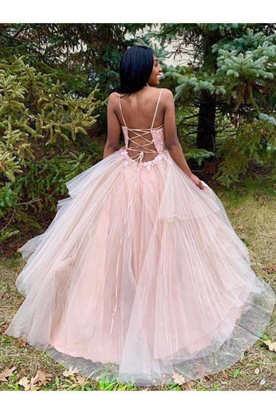 A-Line Lace Tulle Long Prom Dresses Formal Evening Gowns 6011393 A-Line Lace Tulle Long Prom Dresses Formal Evening Gowns 6011393