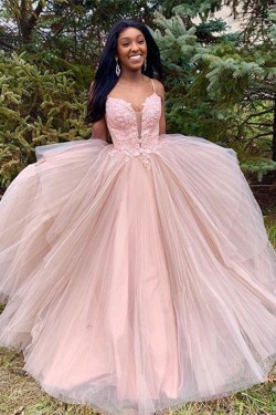 A-Line Lace Tulle Long Prom Dresses Formal Evening Gowns 6011393