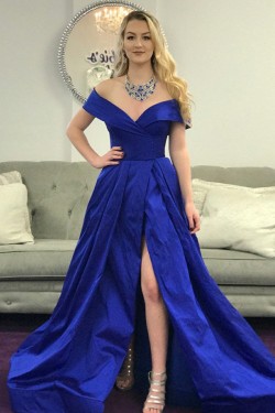A-Line Royal Blue Long Prom Dresses Formal Evening Gowns 6011396