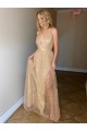 A-Line Sequins Tulle Long Prom Dresses Formal Evening Gowns 6011398