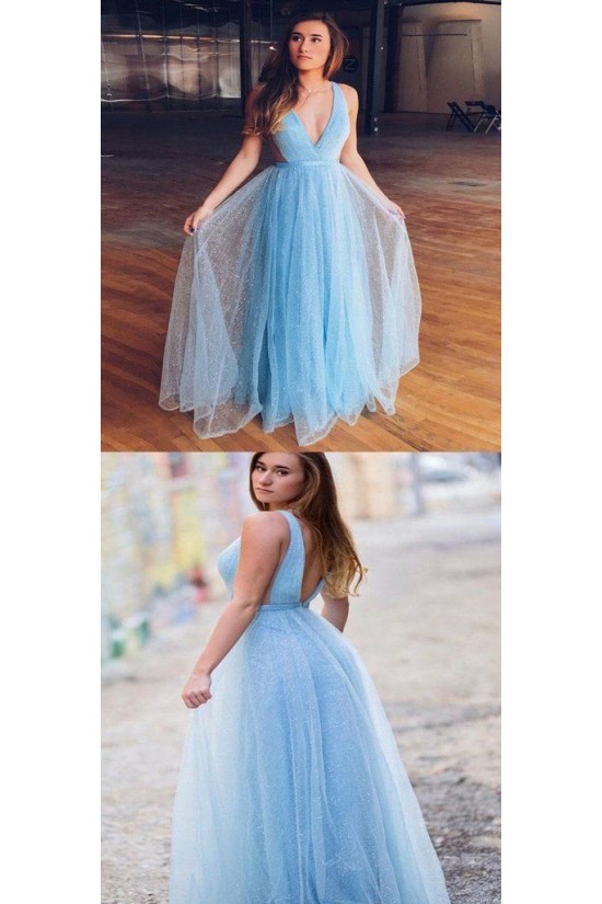 A-Line Sequins Tulle Long Prom Dresses Formal Evening Gowns 6011402 A-Line Sequins Tulle Long Prom Dresses Formal Evening Gowns 6011402