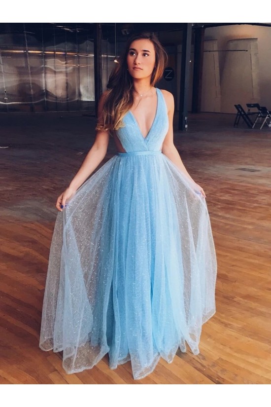 A-Line Sequins Tulle Long Prom Dresses Formal Evening Gowns 6011402 A-Line Sequins Tulle Long Prom Dresses Formal Evening Gowns 6011402
