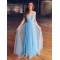 A-Line Sequins Tulle Long Prom Dresses Formal Evening Gowns 6011402