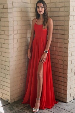 A-Line Long Red Prom Dresses Formal Evening Gowns 6011404