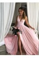 A-Line V-Neck Long Prom Dresses Formal Evening Gowns 6011406