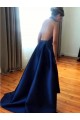 A-Line Halter Satin Long Prom Dresses Formal Evening Gowns 6011407