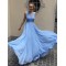 A-Line Chiffon V-Neck Long Prom Dresses Formal Evening Gowns 6011414