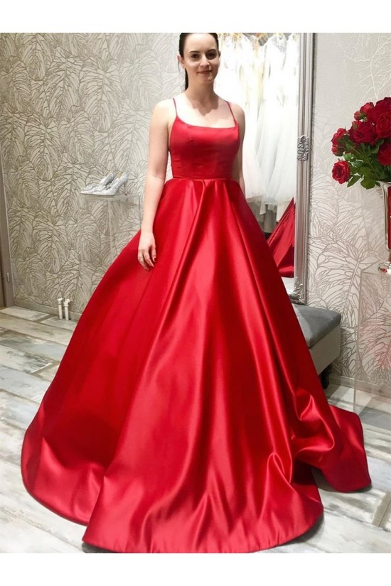 A-Line Long Red Satin Prom Dresses Formal Evening Gowns 6011416 A-Line Long Red Satin Prom Dresses Formal Evening Gowns 6011416