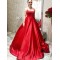 A-Line Long Red Satin Prom Dresses Formal Evening Gowns 6011416