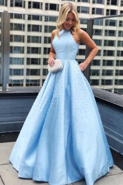 A-Line Beaded Long Prom Dresses Formal Evening Gowns 6011419