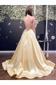 A-Line Long Yellow Satin Prom Dresses Formal Evening Gowns 6011421 A-Line Long Yellow Satin Prom Dresses Formal Evening Gowns 6011421