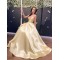 A-Line Long Yellow Satin Prom Dresses Formal Evening Gowns 6011421
