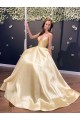 A-Line Long Yellow Satin Prom Dresses Formal Evening Gowns 6011421 A-Line Long Yellow Satin Prom Dresses Formal Evening Gowns 6011421