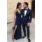 Long Navy Blue V-Neck Prom Dresses Formal Evening Gowns 6011423