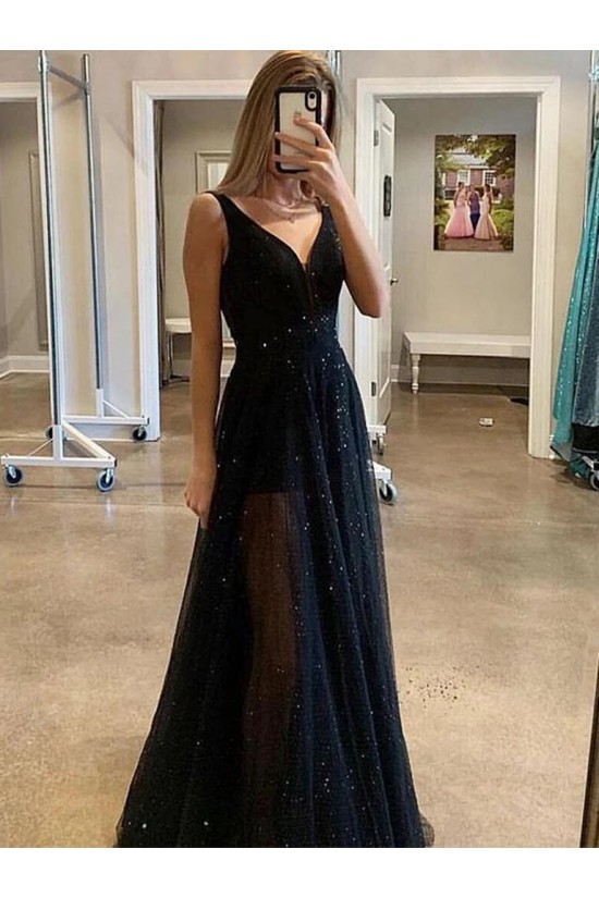 A-Line Sequins Tulle Long Prom Dresses Formal Evening Gowns 6011427 A-Line Sequins Tulle Long Prom Dresses Formal Evening Gowns 6011427