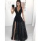 A-Line Long Lace V-Neck Prom Dresses Formal Evening Gowns 6011434
