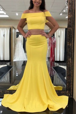 Mermaid Off-the-Shoulder Two Pieces Long Prom Dresses Formal Evening Gowns 6011437