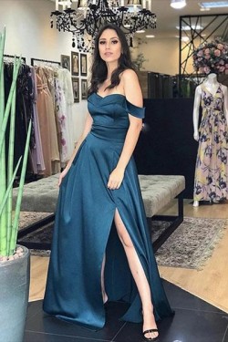 A-Line Off-the-Shoulder Long Prom Dresses Formal Evening Gowns 6011439