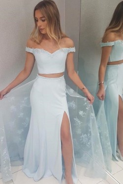 Two Pieces Lace Long Prom Dresses Formal Evening Gowns 6011440