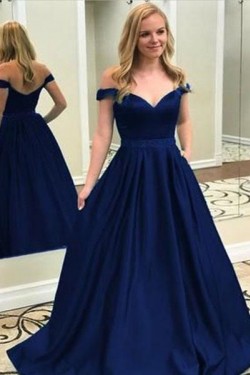 A-Line Off-the-Shoulder Long Prom Dresses Formal Evening Gowns 6011441