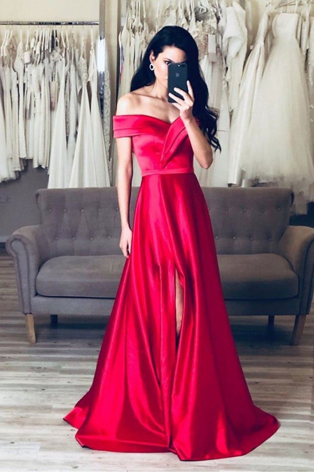 A-Line Off-the-Shoulder Long Prom Dresses Formal Evening Gowns 6011445